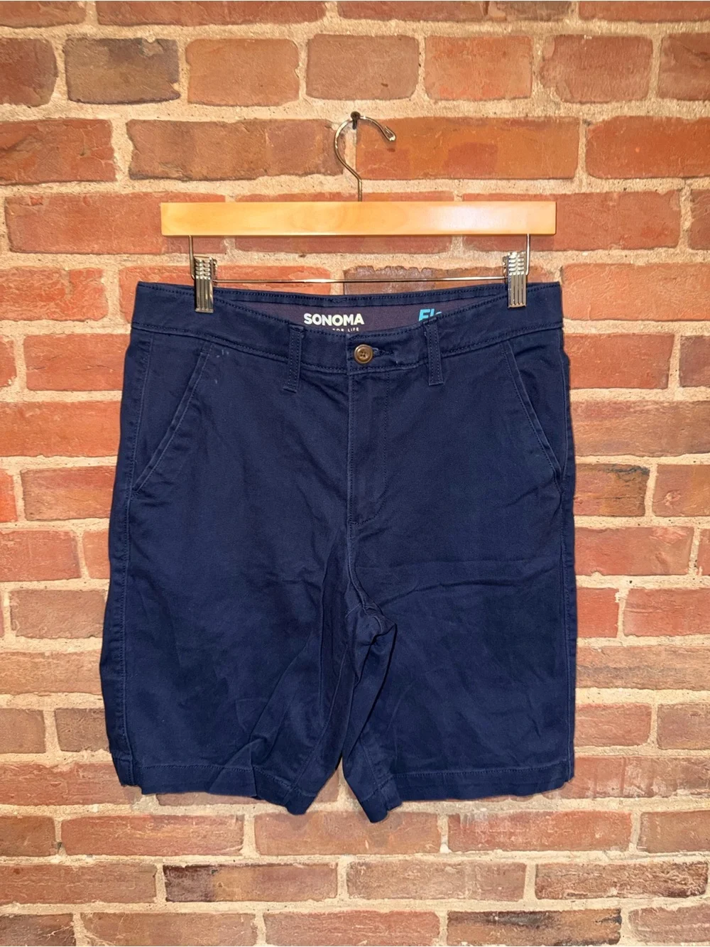 Sonoma Men's Navy Chino Shorts Blue Golf Flexible Bottoms